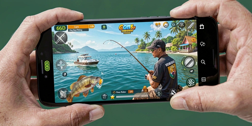 Tampilan gameplay 66D yang seru dengan pengalaman memancing yang menantang.