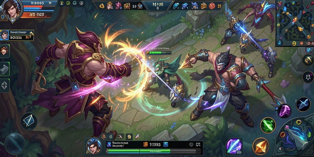 Screenshot 8055 menampilkan pertarungan seru antara karakter MOBA.