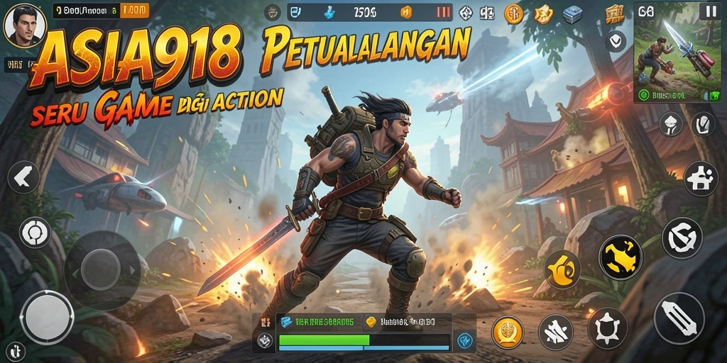 Tampilan aksi mendebarkan dalam ASIA918 saat karakter bertempur.