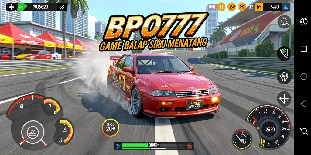 Tampilan gameplay balap BPO777 yang seru dan mendebarkan.
