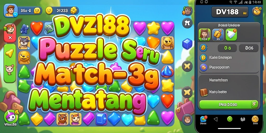 Tampilan gameplay Match-3 yang penuh warna dan menarik.
