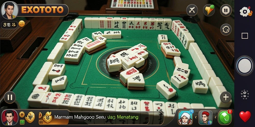 Screenshot gameplay EXOTOTO yang menunjukkan tantangan Mahjong.