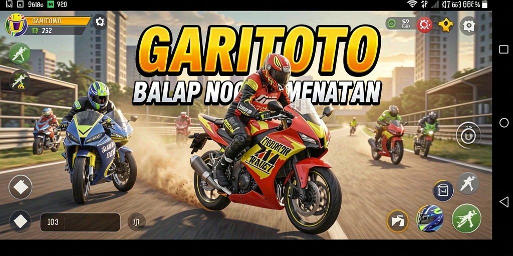 Tampilan gameplay menakjubkan dari GARITOTO di lintasan balap.