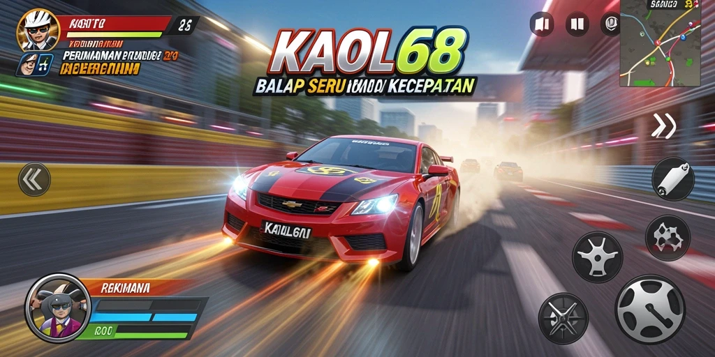 Tampilan gameplay KAOL68 dengan balapan seru dan grafis menawan.