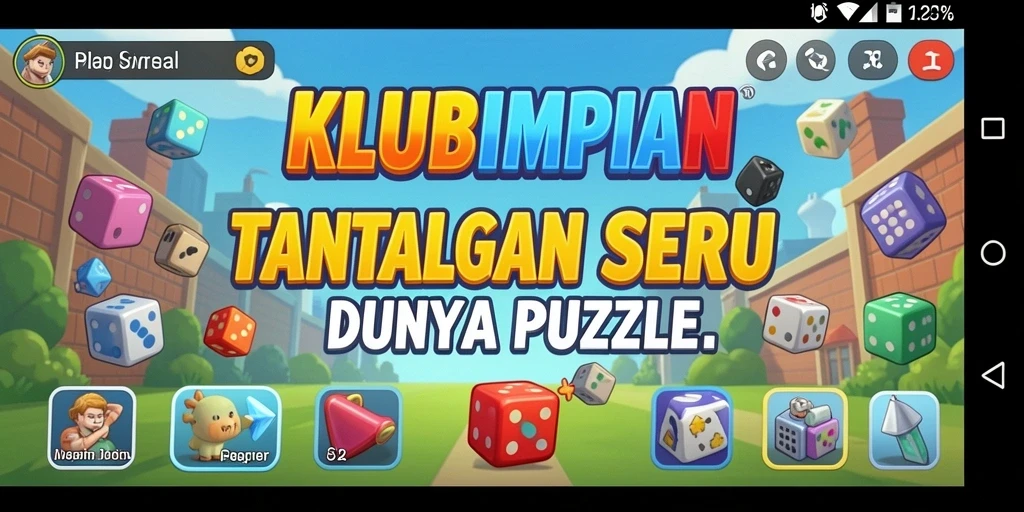 Tampilan gameplay KLUBIMPIAN dengan berbagai teka-teki menarik.