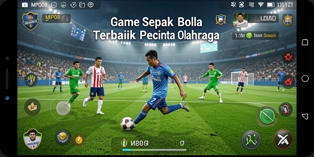 Tampilan menarik dari gameplay MPO08 dengan aksi sepak bola yang mendebarkan.