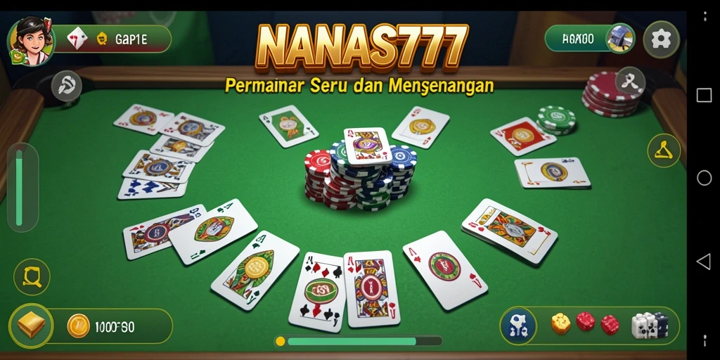 Screenshot gameplay NANAS777 menunjukkan suasana kompetitif Gaple yang seru.