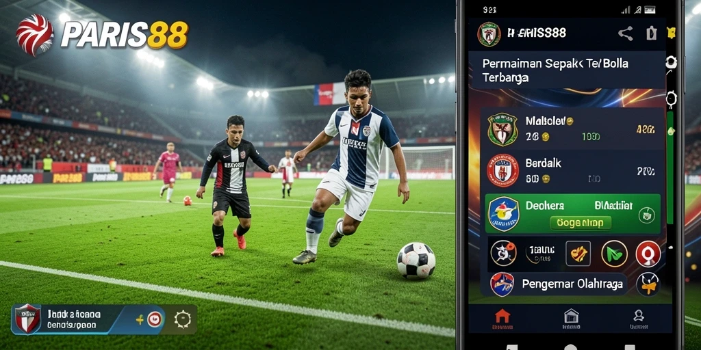 Screenshot utama PARIS88 menampilkan gameplay sepak bola yang mendebarkan.