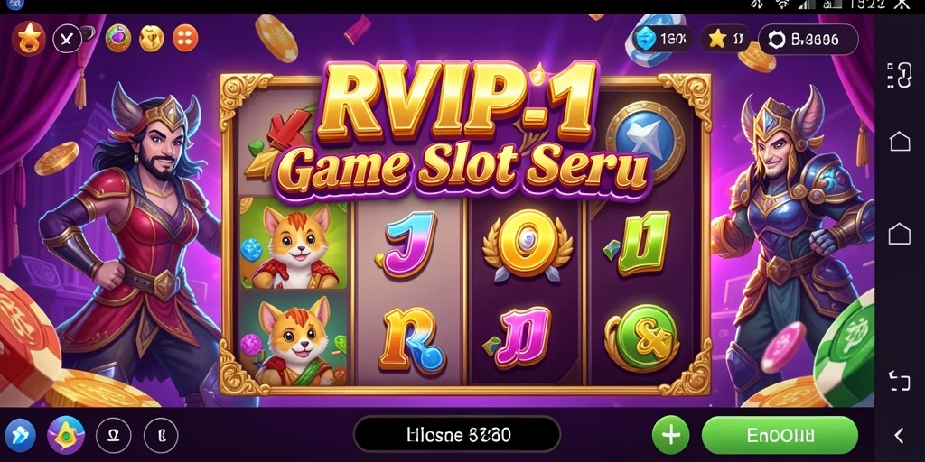 Tampilan gameplay seru dari RVIP1 dengan banyak simbol dan bonus menarik.